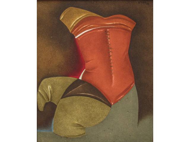 Aprigio,Ricardo oléo sobre eucatex 58 x 48 cm intitulada "Olindana e o Cúmplice" ass CSD e verso datado 1985, São Paulo. Obra adquirida no ateliê do artista