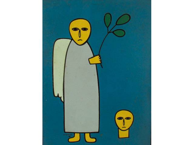 Antônio Maia óleo sobre eucatex 27 x 19 cm “Ex votos” ass CID e datado 1968