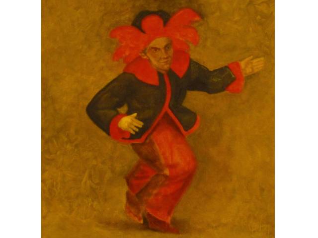 Mário Gruber óleo sobre tela 53 x 53 cm "Série Fantasiados'' ass CID e datado 2000