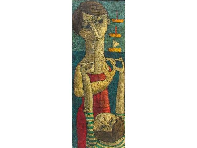 Inos Corradin óleo sobre tela 110 x 40 cm "Sem título" ass CIE