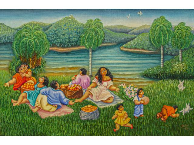 Dila Rodrigues óleo sobre tela 40 x 60 cm "Sem titulo" ass CID e verso datado 1989. Obra adquirida na Galeria Jacques Ardies