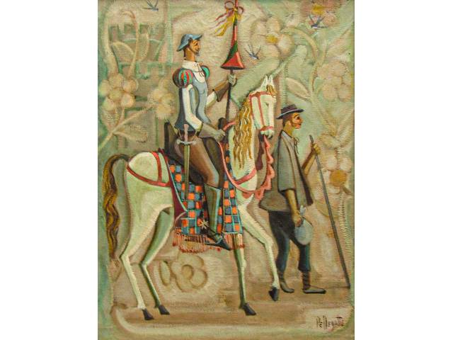 Omar Pellegatta óleo sobre tela 80 x 60 cm " Dom Quixote " ass CID ano 1991