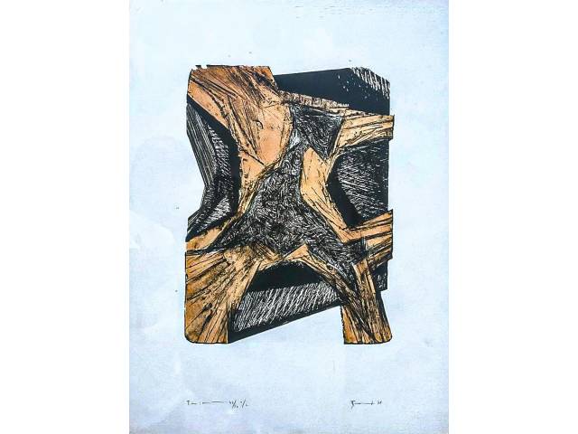 Maria Bonomi gravura 71 x 52 cm "Sem Titulo" ass CID datado 1978 t.43 /50 com marca d 'agua