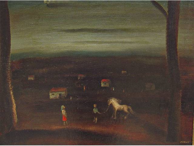 Orlando Teruz óleo sobre tela 53 x 71 cm "Sem titulo" CID