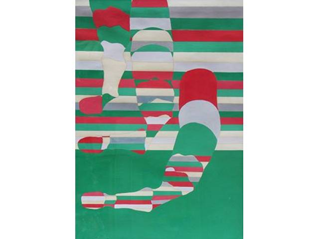 Ana Vitoria Mussi Técnica mista sobre cartão 49 x 34 cm "verde e vermelho" ass CID datado 1986