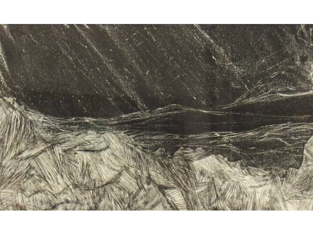 Maria Bonomi litografia43 x 71 cm "Yougoslavia I - A Paisagem" - ass. CID datado 1983 T 30/30, apresenta marca d' agua