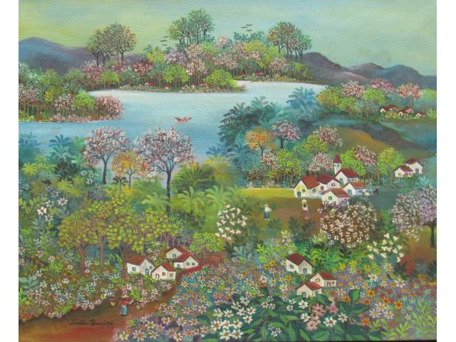 Lucia Buccini óleo sobre tela 16 x 20 cm "Primavera Tropical II" ass CIE datado 1994