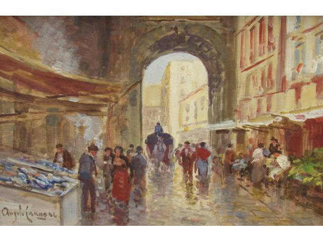 Angelo Cannone oleo sobre eucatex 20 x 30 "Feira" ass. CIE acompanha etiqueta Renot Atelier