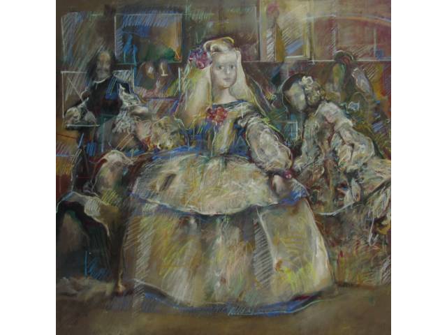 Gamal Tawfik, óleo sobre tela 120 x 120 cm intitulado "Las meninas"ass CID  datado 1987