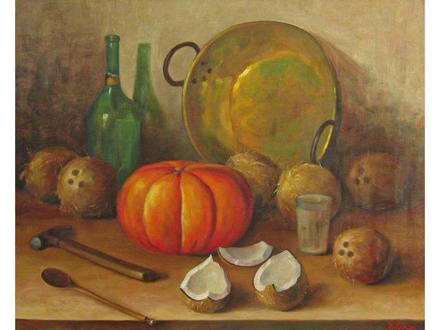 Waldemar Ferraz óleo sobre tela 58 x 52 cm "Natureza Morta" ass CID