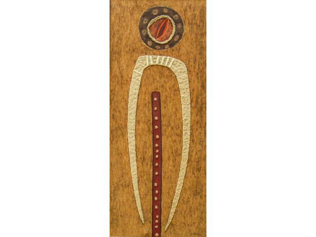 Aprigio,Ricardo óleo sobre tela 120 x 50 cm intitulada "Circulo superior" ass CID e verso datado 1989