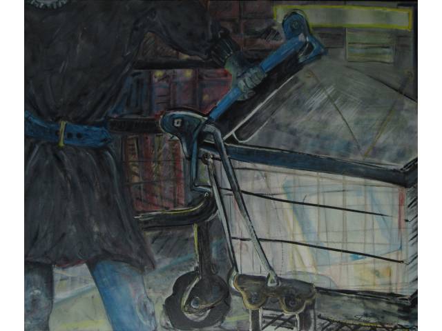 Renato Barroso,óleo sobre tela 100 x 120 cm intitulado "Desconsiderando o habito" ass. CID e verso