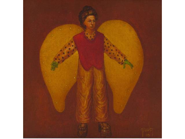 Mário Gruber óleo sobre tela 40 x 40 cm "Série Coração I " ass CID e datado 2003