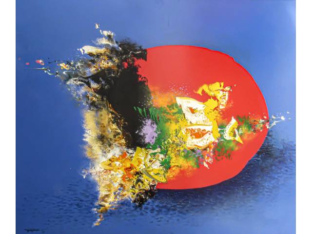 Yugo Mabe óleo sobre tela 150 x 190 cm "Sem título" ass. CIE . Acompanha certificado de autenticidade emitido pelo Banco de Arte.