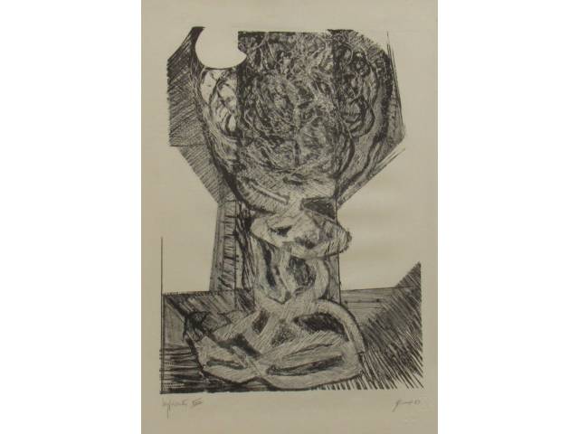 Maria Bonomi litografia 58 x 78 cm "Aristócrates" - ass. CID datado 1983, apresenta marca d' agua