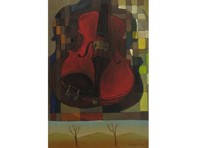 Ingres Speltri óleo sobre eucatex 50 x 40 cm "Violino" ass. CID datado 1986