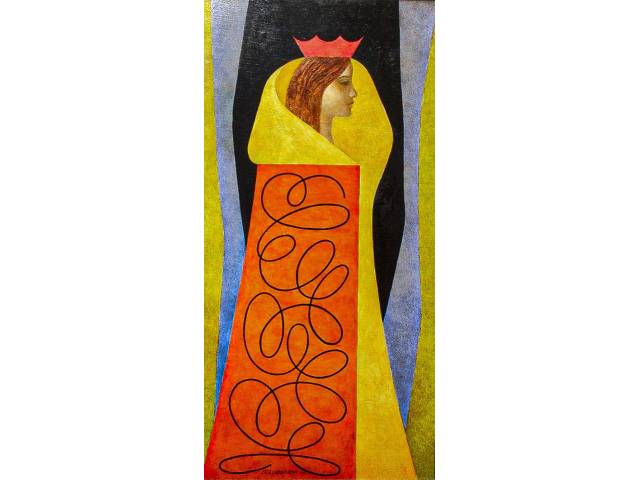 Lula Cardoso Aires óleo sobre tela  70 x 35 cm  Figura Feminina ass CID e datada 1973