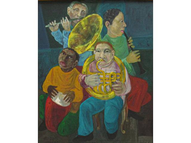 Harry Elsas óleo sobre tela 60 x 50 cm “Musicos” ass.CIE datado 1982