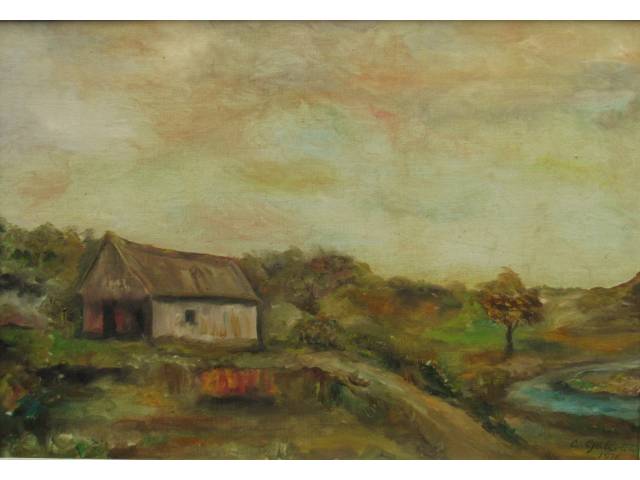 Cosmo Garllota óleo sobre tela 38 x 55 cm "Paisagem Campestre" ass CID datado 1976