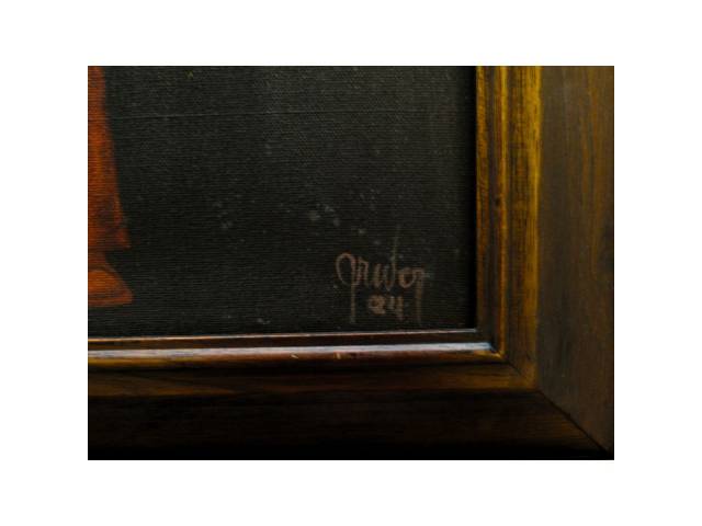 Mário Gruber óleo sobre tela 41 x 33 cm ''Série Cobre'' ass. CID e verso datado 2004