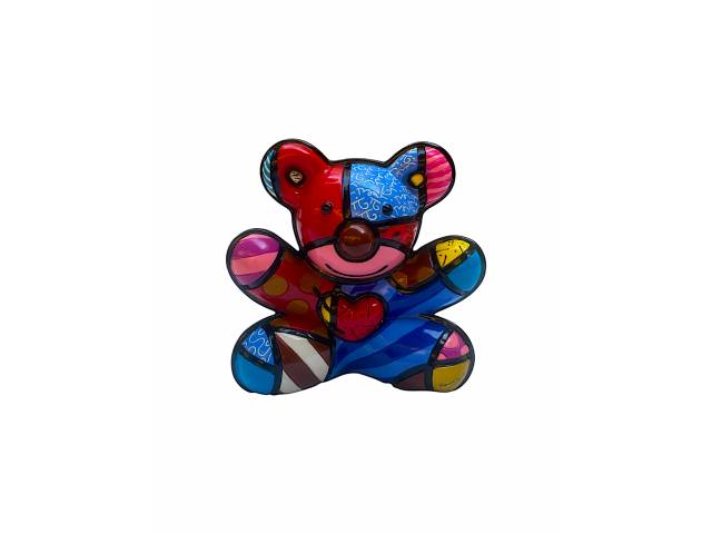 Romero Brito escultura em resina 14 x 14cm intitulada "Cuddly Bear" tiragem 2570/4000