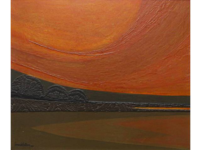 Fernando Velloso técnica mista sobre tela 44 x 54cm intitulada "Paisagem imaginária" ass. CID datada 1983