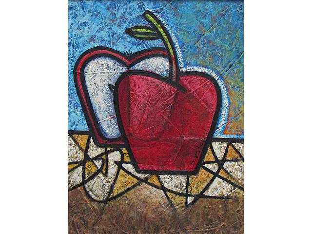 Dennis Esteves óleo sobre tela 40 x 30cm intitulada "Sweet Apple" ass. Centro datada 2018 - obra acompanha certificado de autenticidade