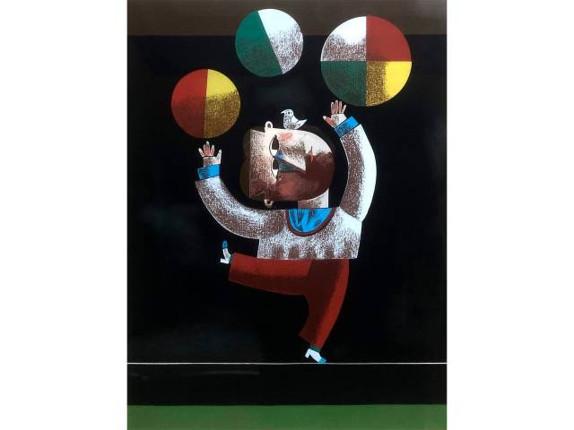 Inos Corradin litografia 60 x 43cm "Sem Titulo" ass. CID t. XVIII/XXXV