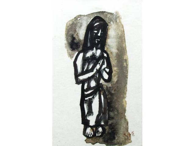 Poty Lazzarotto  nanquim sobre cartão 16 x 10cm "Sem Titulo" ass. CID  datada 1978