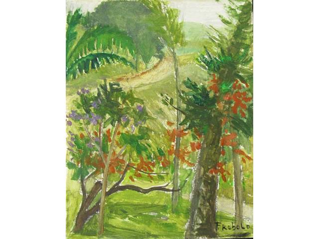 Francisco Rebolo óleo sobre madeira 25 x 32cm “Paisagem” ass. CID e verso datado 1972