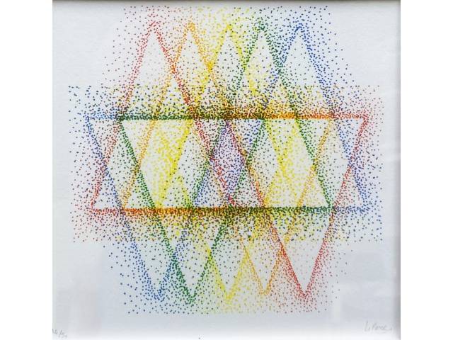Julio Le Parc litografia 20 x 20cm "Petit Bifurcation" ass. CID tiragem 14/50