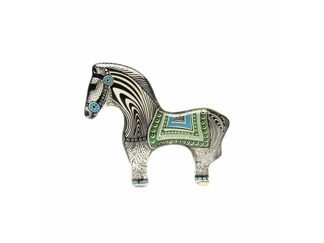 Abraham Palatnik escultura cinética representando imponente cavalo multicolorido em resina de poliéster 15,5 x 19 cm