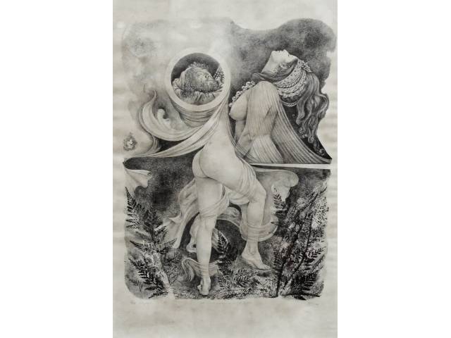 Otávio Araújo litografia 75 x 50cm  intitulada "Salomé com cabeça de São João Batista" ass. CID  datada 1972 T 3/40