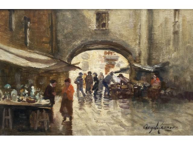 Ângelo Cannone óleo sobre madeira 15 x 23 cm "Paisagem" ass. CID