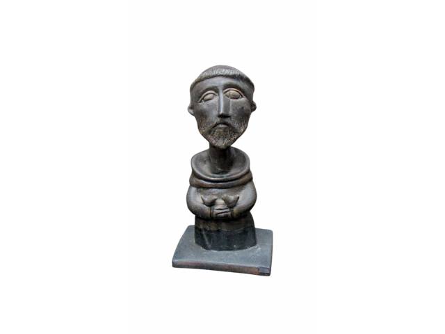 Inos Corradin escultura terracota 16cm intitulada " São Francisco" datada 2020