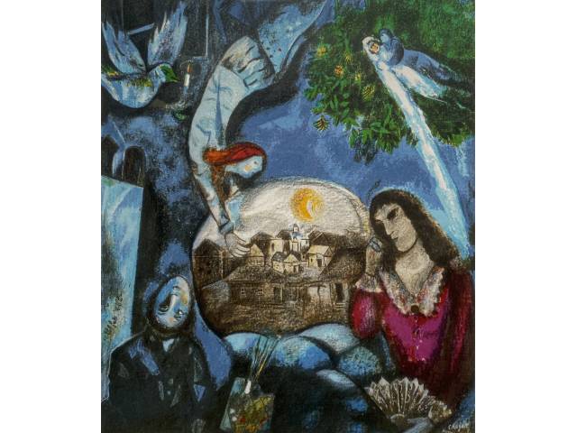 Marc Chagall litografia 35 x 29cm "Sem Titulo" ass. CID  t. 93/750