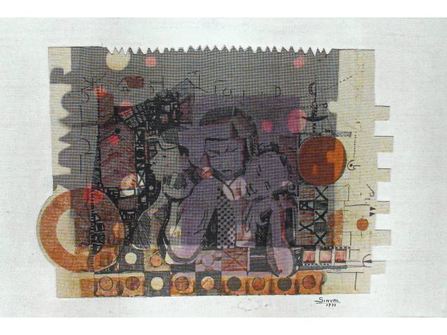 Sinval Correia Soares  óleo sobre tela  60 x 100cm "Sem Titulo"  ass. CID  datada 1973