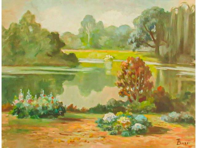Torquato Bassi óleo sobre tela 65 x 85 cm  "Paisagem" ass CID