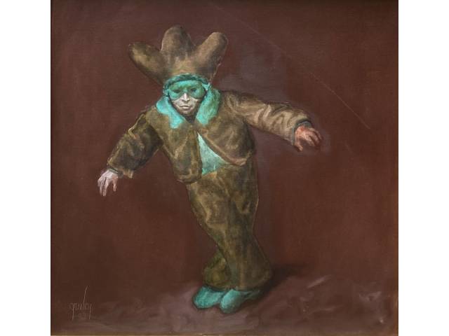 Mário Gruber óleo sobre tela 40 x 40cm "Pierrot" Série Fantasiados  ass. CIE e verso datada 2003