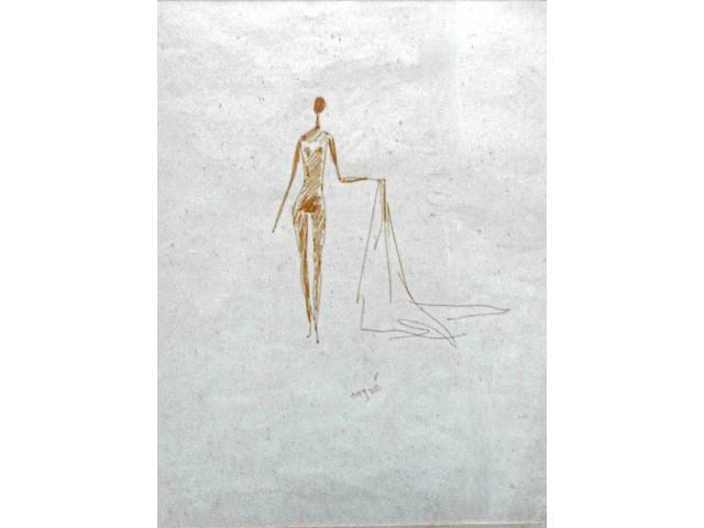 Carybé, Hector Julio Páride Bernabó desenho sobre cartão 20 x 20cm "Sem Titulo" ass. CI