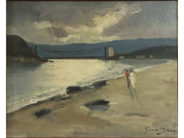 Gino Bruno óleo sobre tela 33 x 41 cm “Paisagem” ass. CID