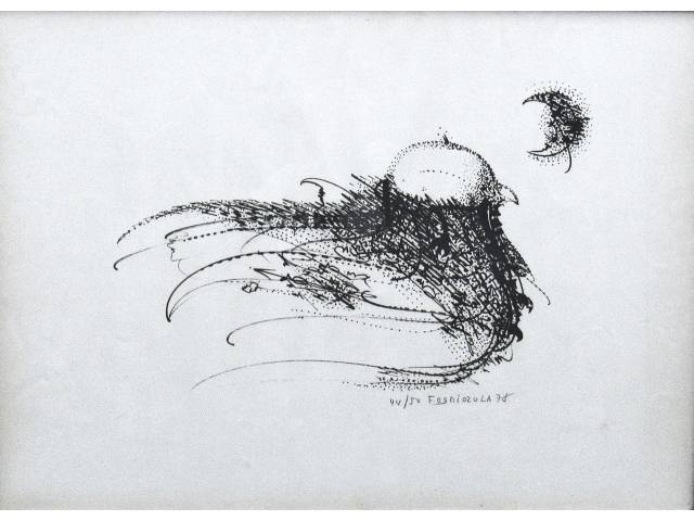 Fernando Odriozola gravura 46  x  66cm "Pássaro" ass. CID  datada 1978 tiragem 44/50