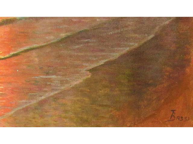 Torquato Bassi óleo sobre tela 65 x 85 cm  "Por do sol" ass CID