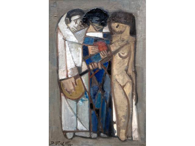 Dario Mecatti óleo sobre tela 58 x 38cm “Trio” ass. CIE