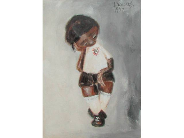 Jânio Quadros  óleo sobre tela 81 x 61 cm "Figura de criança corinthiana" ass CSD e datado 77, adquirida no Leilão Regines
