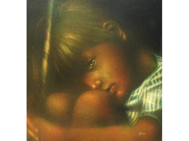 Lourenço Clovis  óleo sobre tela 75 x 72cm intitulada "Sonhador" ass. CID  datada 1974