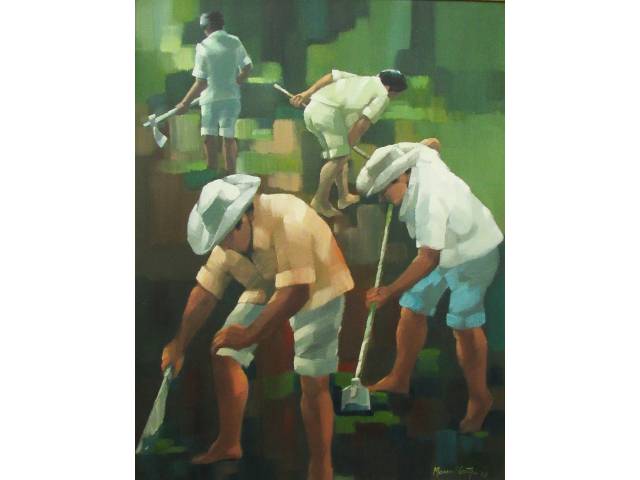 Manoel Costa óleo sobre tela 64 x 49cm "Sem Titulo" ass. CID datada 1979