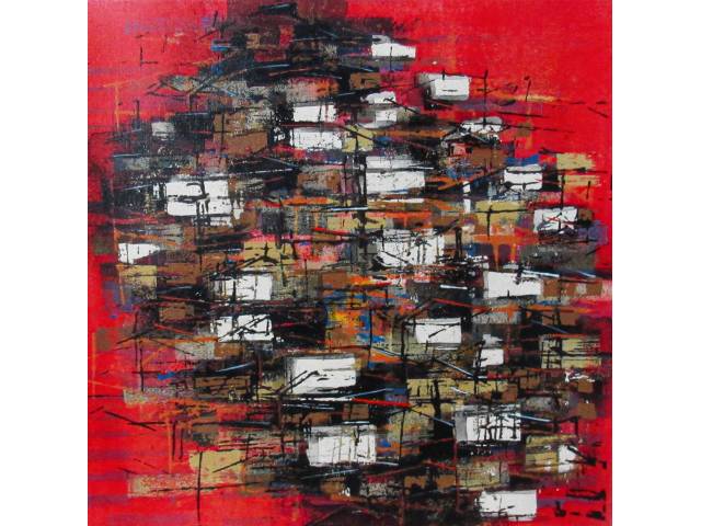 Domício, Carlos Moreira Pedroso gravura 53 x 43cm intitulada "Estudo em vermelho" ass. CID datada 1995 t. 2/83