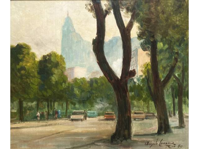 Ângelo Cannone óleo sobre madeira 37 x 45 cm " Rio de Janeiro" ass. CID datada 1980