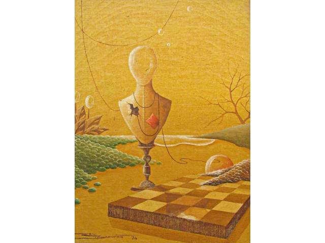 Roni Brandão óleo sobre tela  22 x 16cm "Sem Titulo"  ass. CIE